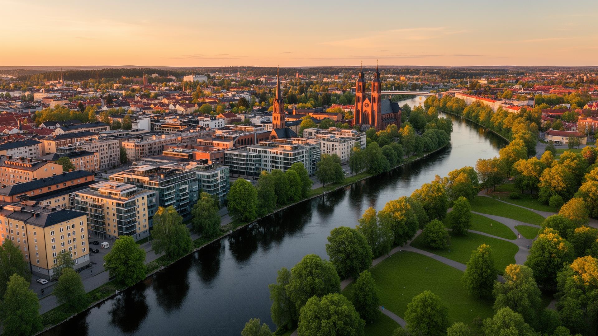 Eskilstuna vid solnedgång – Skrota Bilen Eskilstuna